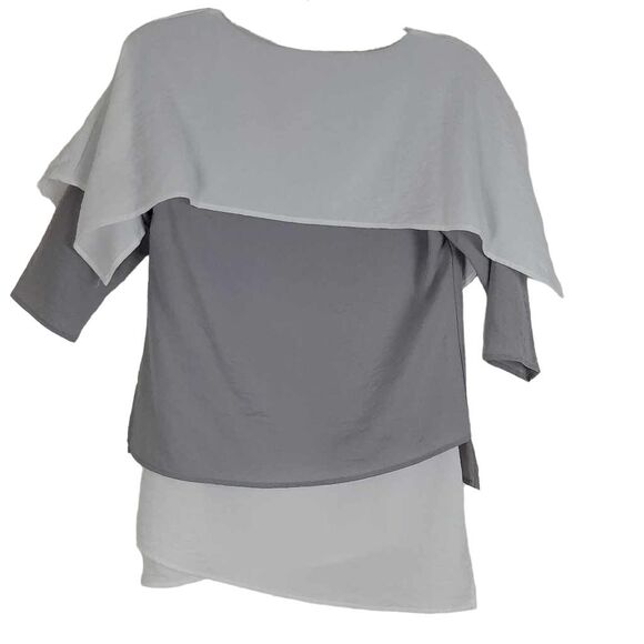 Linen Top Smocked Collar Blouse.  Neutral color. Size Medium - Picture 1 of 10